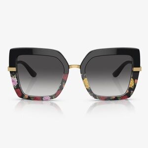 Dolce & Gabbana Black Rose Floral Square Sunglasses